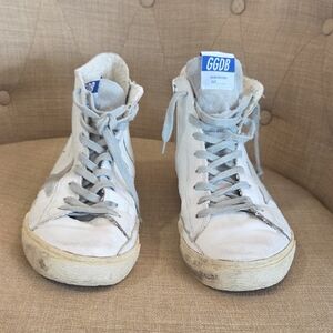 Golden Goose FRANCY High-Top Sneakers in White and Gray